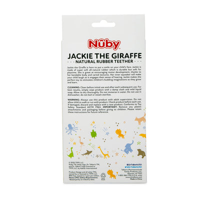 Nuby Jackie The Giraffe Natural Rubber Teether - 3+ Months - Baby Teething Toy