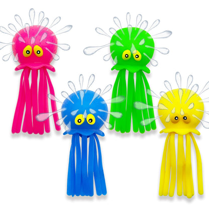 Octopus Water Balls, Pack of 4 Pool Floating Toys Baby Bath Toys Squishy Sensory Stress Relief Toys, Cute Goodie Bag Fillers for for Kids Boys and Girls, Pink, Blue, Green and Yellow