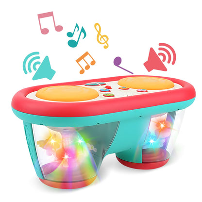 ROHSCE Baby Toys for 6-18 Months, Musical Drum, Light Up, Tummy Time, Baby Gifts