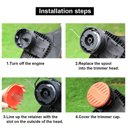 THTEN AF-100 String Trimmer Spool Compatible with Black and Decker GH600 GH900 LST201 LSTE525 BESTA510 30ft 0.065" Refills Line AFS Weed Eater Edger with RC-100-P Spool Cap Covers 6 Pack