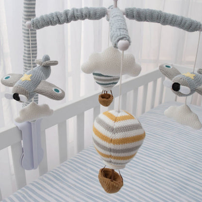 Baby Crib Mobile for Boys - Up Up and Away - Premiun Musical Nursery Decor, Sky Hot Air Balloon, Clouds & Planes, Calming Music Soother with 12 Lullabies - Essential & Perfect Gift by Living Textiles