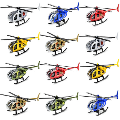 Tcvents 12PCS Diecast Helicopters Toy, Mini Alloy Toy Helicopter for Kids 3 4 5 6 7 Years Old, Small Toys Airplane Military Model Planes for Toddlers Boys 3-8 Years Birthday Gift Party Favors
