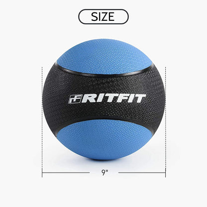 RitFit Weighted Medicine Ball Set - 6LB / 8LB / 10LB / 12LB, Non-Slip Rubber Shell & Dual Texture Grip - Workout Exercise Ball for Core Strength, Balance Training, Coordination Fitness