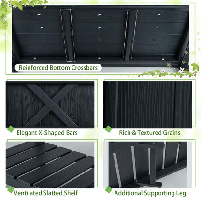 Giantex HIPS Raised Garden Bed, Elevated Planter Box w/Legs, Storage Shelf, Drainage Holes, Weather-Proof Standing Raised Beds for Backyard Balcony Flower Vegetable (Black, 34" x 18" x 29")