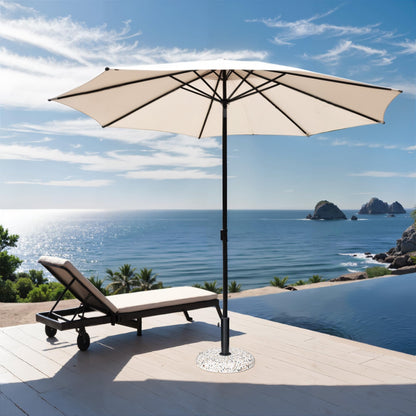 JOINHOM 45lbs Patio Umbrella Base, Outdoor Umbrella Stand, Concrete with Cobblestone Decor Heavy Duty Umbrella Holder Outdoor Base for Deck Poolside Yard (Cobblestone)