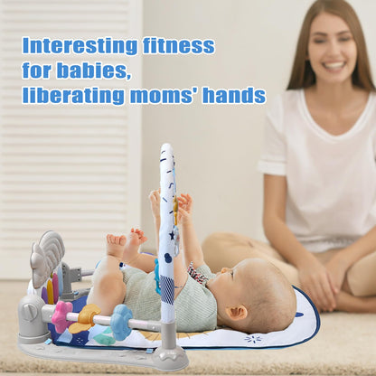 Cuterabit Baby Play Gym Mat, Baby Gym Activity Center, Kick and Play Piano with Music and Light, Tummy Time Toys for Newborn Babies Infants Boys Girls 0-3-6-9-12 Months (Grey)