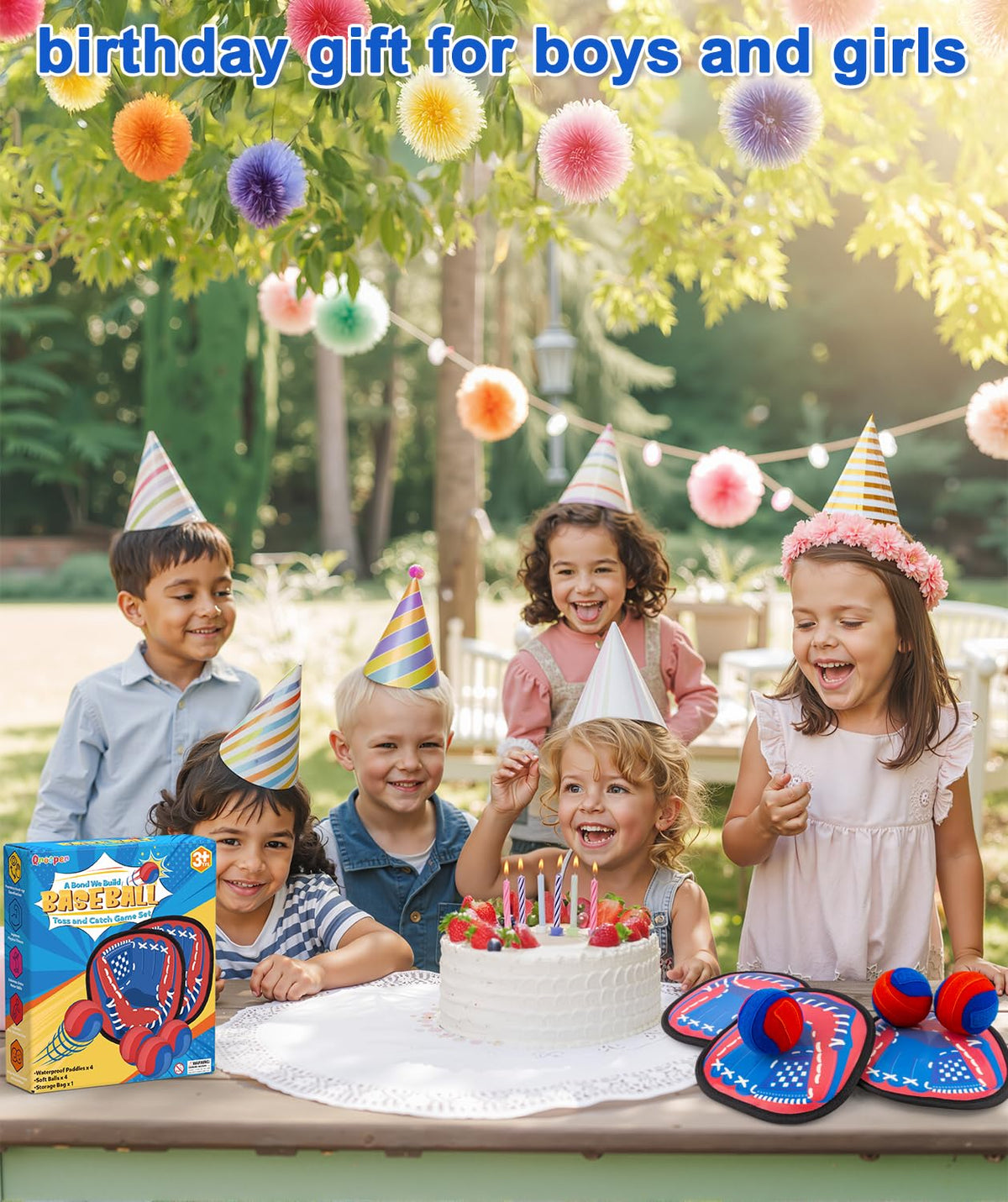 Qrooper Toss and Catch Game Ball Set Toddler Toys for 3 4 5 6 7 8 Year Old Boys Girls Birthday Gift, Yard Games Pool Outdoor Beach Toys for Kids Ages 4-8 Baseball Glove