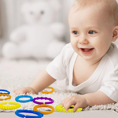 KUTOI Baby Rings Toy Links - 24 Pcs Colorful Teething Rings, Car Seat Toy Plastic Chain Links for Infants, Engaging car seat Toys, Hanging Baby Toys, Versatile Stroller Toy, Plastic Baby Toy