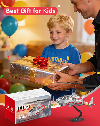 LMRC RC Helicopter with 10 Missiles, LM19-F 2.4GHz Remote Control Helicopter for Beginners and Adults, LED Lights, Altitude Hold, One-Key Take Off, Gifts for Military Fans (2 Batteries)
