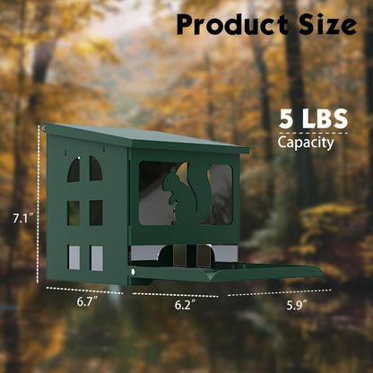 Squirrel Feeder for Outside, Durable Full Metal Squirrel Food Box, Large Capacity Chipmunk Feeder, Weather-Proof Squirrel House, Heavy Duty Squirrel Feeders