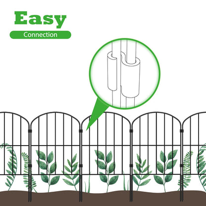 OUSHENG Decorative Garden Fence Fencing 10 Panels, 10ft (L) x 24in (H) Rustproof Metal Wire Border Animal Barrier for Dog, Flower Edging for Yard Landscape Patio Outdoor Decor, Arched