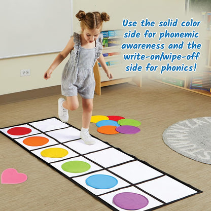 hand2mind Elkonin Box Floor Mat Activity Set, Phonemic Awareness, Phonics Games, Science of Reading Classroom Materials, Toddler Gross Motor Toys, Kids Active Play, Preschool Classroom Must Haves