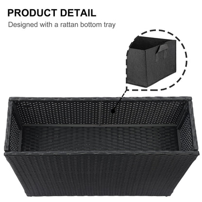 SUNNYPARK Tall Rectangular Planter with Removable Liner, All-Weather PE Rattan Large Modern Planters Indoor Outdoor Flower Plant Pots Garden Box Patio Yard Front Porch Deck