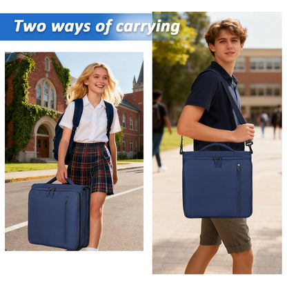 2 Inch 3 Ring Zipper Binder with Multi-Pocket, 6-Tab Expandable File Folder, Fits 14” Laptop, Zipper Bag Fits 500 Sheet Capacity with Handle & Shoulder Strap(Blue)