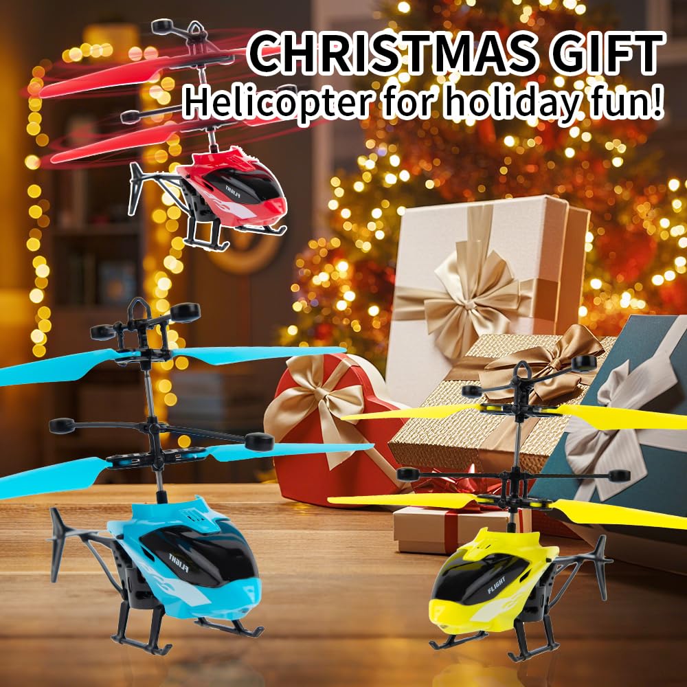 Remote Control Helicopter,Gesture Sensing Indoor Flying Helicopter Toys,RC Helicopter Airplane for Teenage with 10Mins Flight,3 Pack RC Helicopter for Kids with Light,Birthday Gifts for Boys and Girls