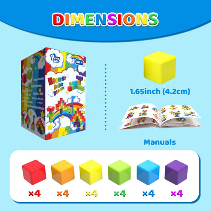 Magnetic Building Blocks & Magnetic Puzzle Toys for Toddlers, Large Building Blocks Cubes 1.65 Inches, Sensory & Montessori Toys for Boys & Girls 1 2 3 Years Old(28pcs)