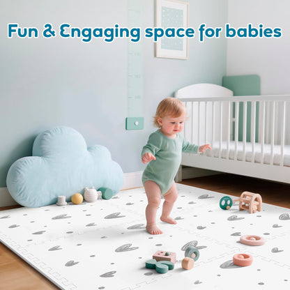 PIGLOG XL Baby Play Mat-72”x 48” Puzzle Play Mat,with 6 Foam Floor Tiles,Waterproof,Interlocking Foam Baby Mat for Babies&Toddlers,Expandable Tiles with Edges,Tummy Time Mat(Love)
