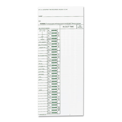 Acroprint 09-6103-080 Time Card for ATT310 Time Recorder, Pack of 200 Time Clock