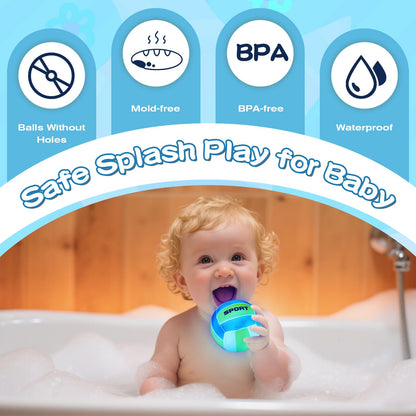 Light Up Bath Toys, Bathtub Basketball Hoop for Kids 1-3, Toddler Water-Activated Light Up Toys 6-12-18 Months, Sensory Toys for Tub Pool Swimming Shower, Baby Bathtub Gift for Boy Girl Birthday
