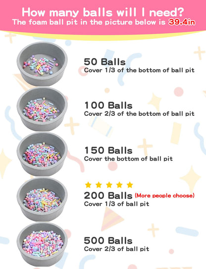 STARBOLO 150pcs Ball Pit Balls for Toddlers - Colorful Ball Pit Balls Crush Proof Plastic Toy Balls for Toddlers Girls Ball Pits, Ball Pit Play Tent, Baby Pool Water Toys