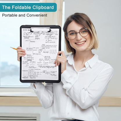 Epakh 12 Pcs Clipboard with Storage Bulks Plastic Storage Foldable Nursing Clipboard with Low Profile Clip for Student Teacher Nurse Employee, 9.5 x 13.5 Inch