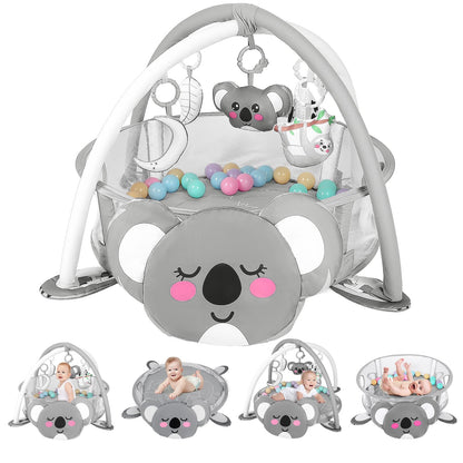 dearlomum 4-in-1 Baby Play Mat Baby Gym, Interactive Including 30 Balls with 5 Learning Toys for Newborn Toddler(Koala)