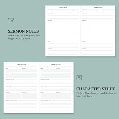Verveorig Bible Study Journal for Women & Men, Church Notes Prayer Journal Bible Notebook for Note Taking, Bible Study Guide/Supplies/Gifts/Accessories (Brown, A5 (5.8" x 8.3"))