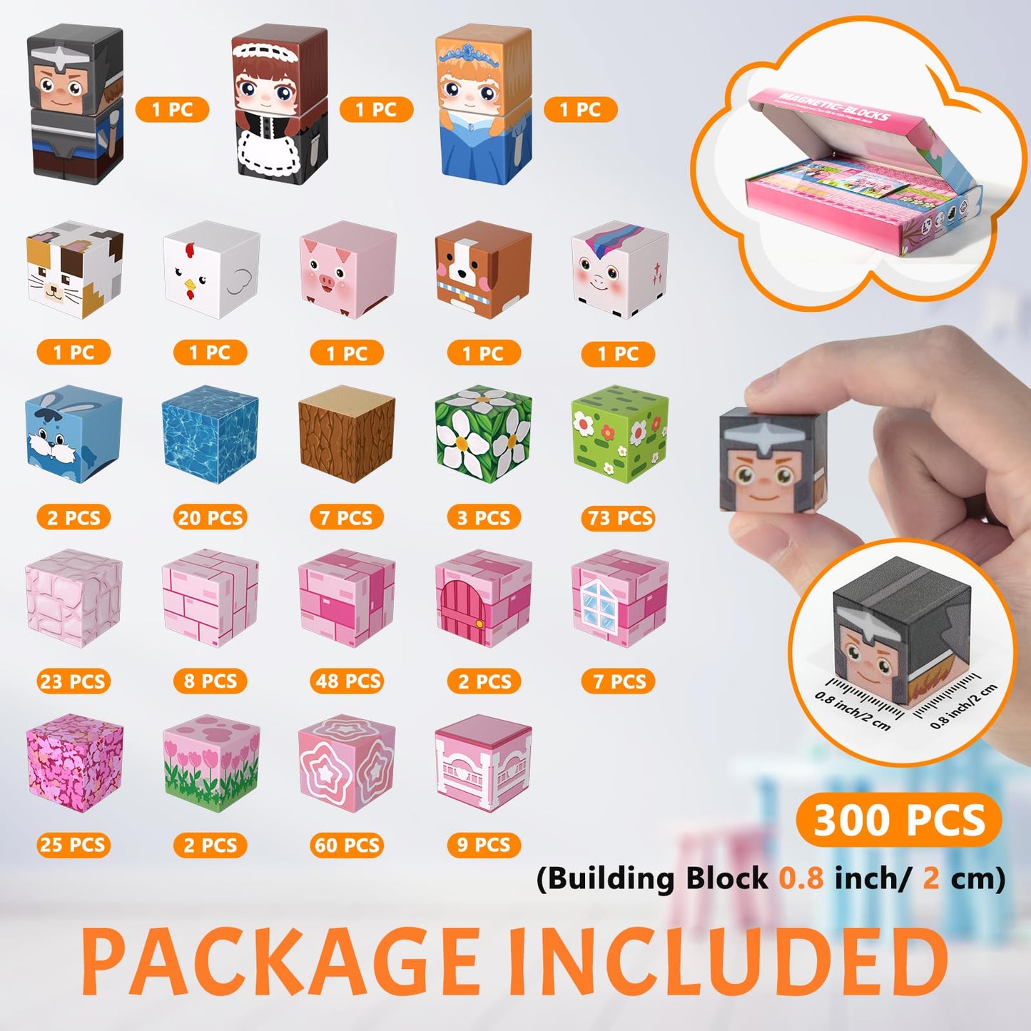 Vdealen 300 PCS Magnetic Blocks-Magnetic Building Blocks, Stacking Magnetic Cubes Toy for Kids, STEM Montessori Sensory Toys for Boys and Girls Age 3 4 5 6 7 8 9 10 11 12 Christmas Birthday Gift