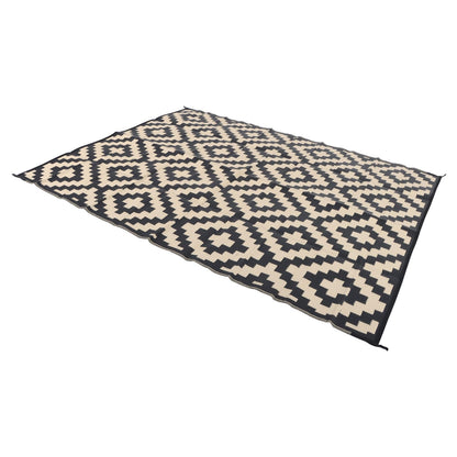 findmall 8x10FT Outdoor Carpet, Plastic Straw Camping Rug, Large Floor Mat and Rug for Outdoors, Modern Area Rug, for Backyard Deck Bench Picnic Campe, Black Beige