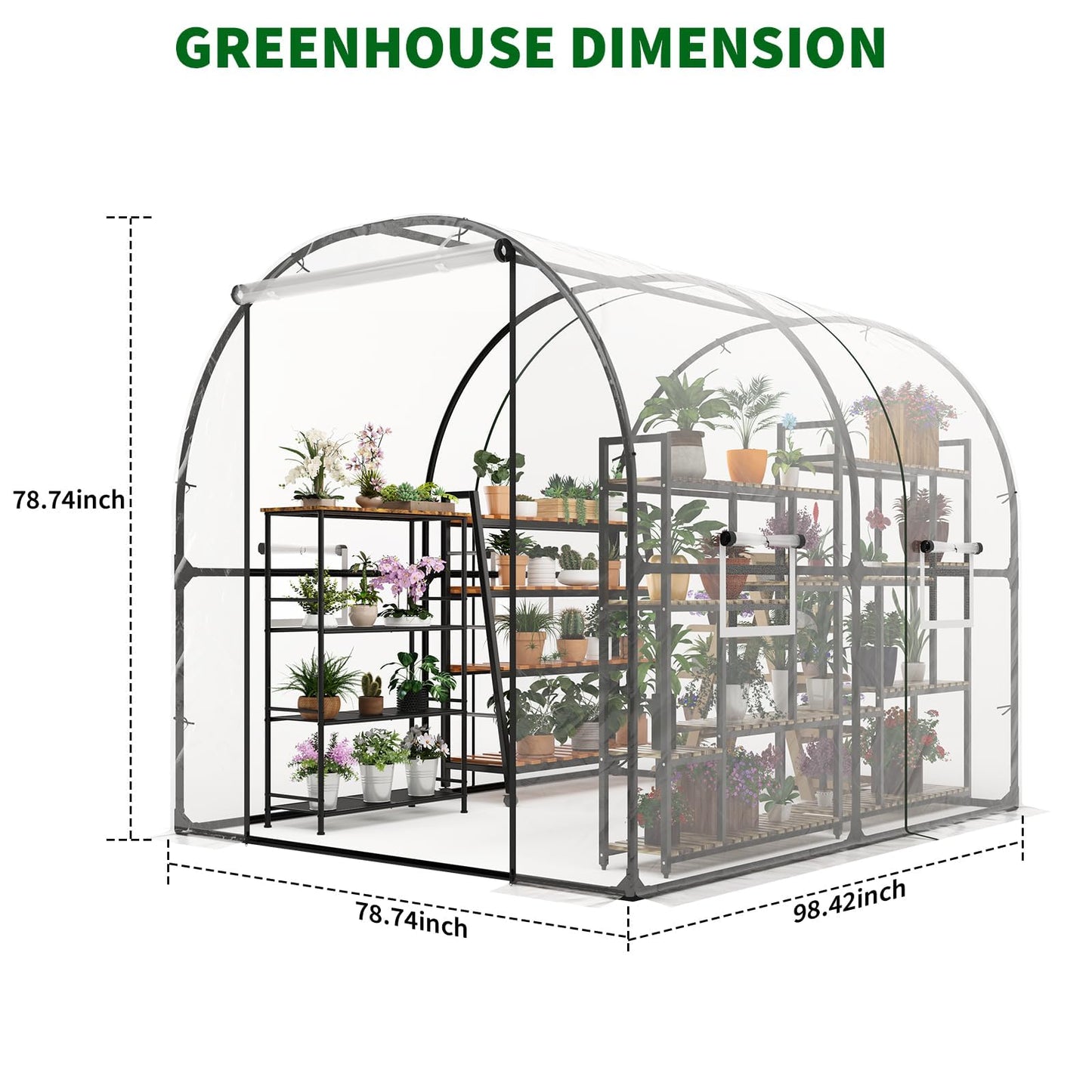 Greenhouses for Outdoors, 8.2 x 6.6 x 6.6 ft Premium Walk-in Greenhouse with Heavy-Duty Steel Frame & Watering System – Portable Outdoor Garden Hoop House for Year-Round Planting