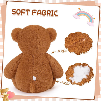 Yeqivo 47" Giant Teddy Bear Plush, 4FT Big Brown Stuffed Animal, Cuddly Soft Chocolate Teddy Bear Gifts for Girlfriend Kids, Baby Shower Decor for Valentines Christmas Birthday