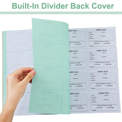 Engrowtic 800 Pcs Tardy Slip Book with Carbonless Duplicates 3.5 x 4.3 Inch Tardy Slips Per Book Form Register Copy Notebook for Student Late Arrivals Easy Removal Fold and Tear(Green and White)