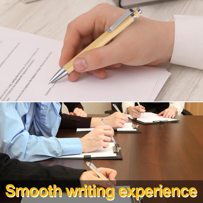 Maitys 1000 Pcs Bamboo Ballpoint Pens Bulk Wooden Retractable, Black Ink, 1mm Engraving Wooden Pen Customizable Gift Bulk