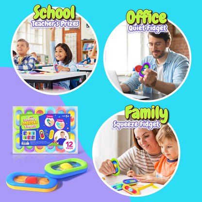 Sensory Marble Fidget for Kids Adults- 12 Park Gel Filled Quiet Fidget for Student Classroom Prize, Texture Autism Sensory Toys, Silent Stress Squishy Worry Stones, Squeeze Gifts for Teens Adults