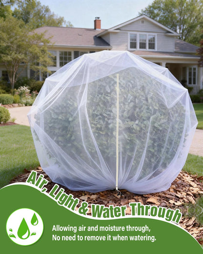 JoyHalo Large Fruit Tree Netting with Zipper & Drawstring, 10 × 10FT Pest Barrier Netting for Garden, 60-Mesh PE Tree Covers for Bush, Blueberry, Vegetables & Plant Protection (2 Packs)