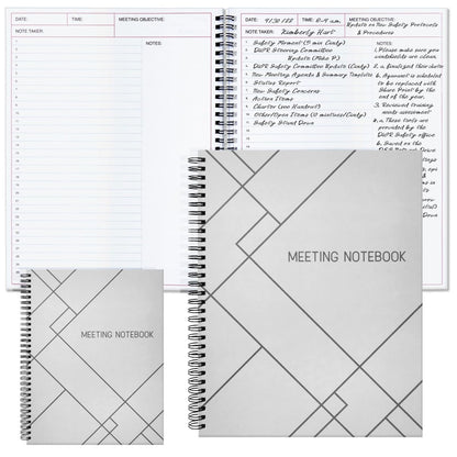 Juvale Meeting Notebook for Work - Spiral-Bound Planner Notebook for Work Planner & Office Supplies - Agenda & To Do List Notepad - 11 x 8.5 In, White, Pack of 2