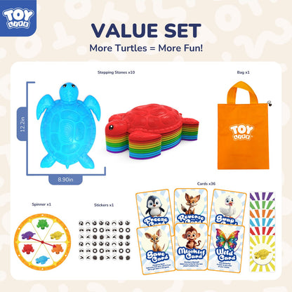 TOY Life 10 Pcs Turtle Balance Stepping Stone for Kids, Indoor Outside Toys for Kids Ages 4-8, Toddler Outdoor Toys, Stepping Stones Game, with Cards and Spinner