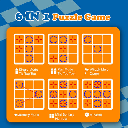 COUOMOXA for tic tac Toe Game: Upgraded 6-in-1 Sensory Toy with Mute - Electronic Portable Console Game Kids and Adults Age 6-12 Years Old Travel - Birthday Gift for Boys Girls