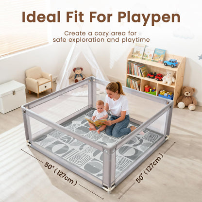 Omedecal 50"×50" Baby Play Mat for Floor & Playpen, 1.2" Thick High-Density Foam Nursery Mat for Tummy Time, Soft Plush Carpet with Non-Slip Bottom for Infant Toddler Baby Crawling & Playing (Grey)