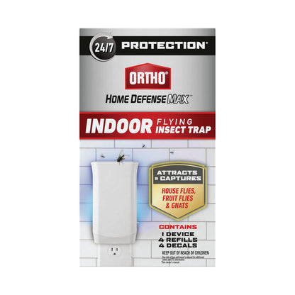 Ortho Home Defense Max Indoor Flying Insect Trap - Light Sticky Trap for House Flies, Fruit Flies, and Gnats, 1 Plug-in and 4 Refills