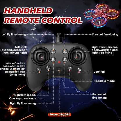 Spider Mini Drone for Kids, RC drone with LED Lights, Indoor & Outdoor Flying Toy for 8-12 Years Old Boys, 3 Speeds Mode, 360° Flips, Auto Hovering, Headless Mode, Easter Birthday Gifts for kids