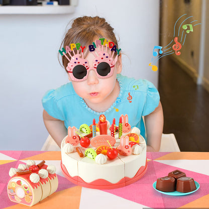 82 PCS Birthday Cake Food Play Set - Food Toy Pretend Cutting Play Cake Desserts Ice Cream and Donuts Food Toys - Birthday Gifts Toy Set for Boys Kids Girls