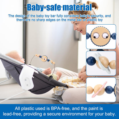 Adjustable Bouncer Toy Bar for BabyBjörn, Interactive Googly Eyes Toy for Bouncer Baby Car Seat Accessories, Easy to Install & Disassemble