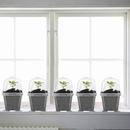 EBaokuup 50 Pcs Clear Plant Nursery Pots with Humidity Dome-4" Reusable Plastic Gardening Pot with Labels-Small Seed Starting Pots for Seedlings,Vegetables,Succulents,Cuttings