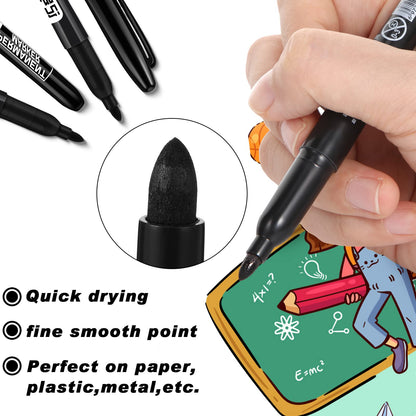 Thenshop 300 Pack Permanent Markers Bulk Back to School Easter Church Gifts Fine Point Waterproof Marker Works on Plastic, Wood, Stone, Metal, Glass for Office Classroom Rewards(Black)