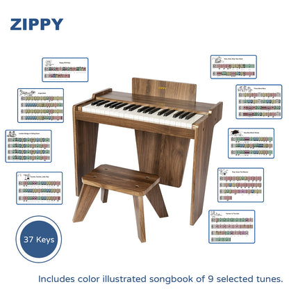 ZIPPY Kids Piano Keyboard, 37 Keys Digital Piano for Kids, Music Educational Instrument Toy, Wood Piano for 3+ Girls and Boys (Walnut Basic)
