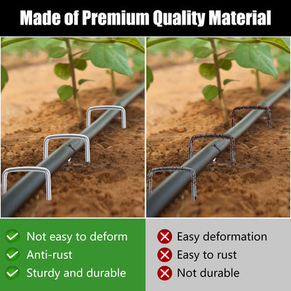 FEED GARDEN 6 Inch 50 Pack Hot-dip Galvanized Landscape Staples Plant Cover Spikes 11 Gauge Tent Stakes Garden Stakes Landscaping Fabric SOD Pins Yard Pins for Decoration Weed Barrier Fabric