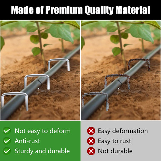 FEED GARDEN 6 Inch 50 Pack Hot-dip Galvanized Landscape Staples Plant Cover Spikes 11 Gauge Tent Stakes Garden Stakes Landscaping Fabric SOD Pins Yard Pins for Decoration Weed Barrier Fabric