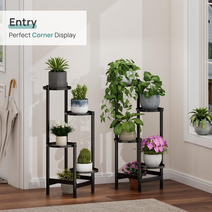 viewcare 4-Tier Plant Stand, Heavy Duty Metal Planter Rack -Indoor/Outdoor Shelves - Display Multiple Flower Pots, Iron Plant Organizer for Living Room, Patio & Garden
