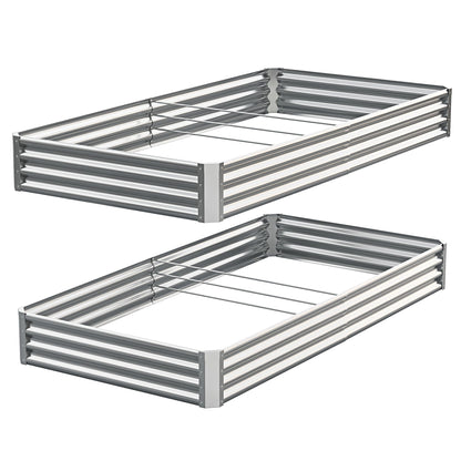 Anmiro Galvanized Raised Garden Bed,Outdoor Planter Box Metal Patio Kit Planting Bed for Vegetables Flowers Herb (Galvanized, 8x4x1ft-2p)